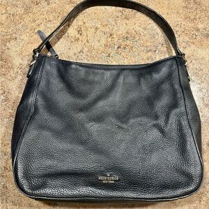 Kate Spade Black Pebbled Leather Shoulder bag with Gold Accents